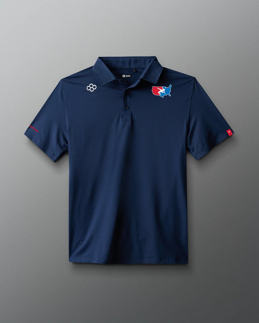 VIK - USA Wrestling Map Logo Classic Performance Polo - Navy