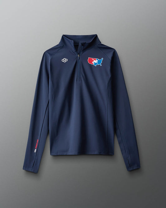 VIK - USA Wrestling Map Logo Women's Victory 1/4 Zip - Navy