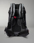 Backpack with gray and black straps on a light gray background