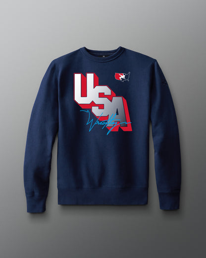 USA Wrestling Block Comfort Fleece Crewneck