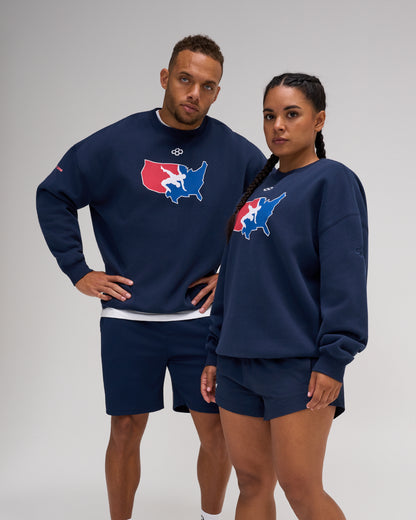 USA Wrestling Map Relaxed Comfort Fleece Crewneck