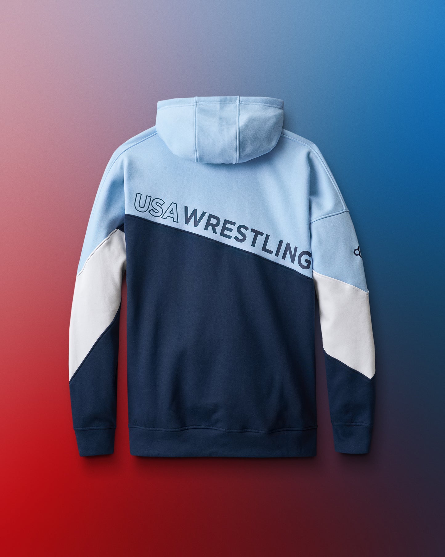 USA Wrestling Fleece Colorblock Hoodie - Navy/Light Blue/White