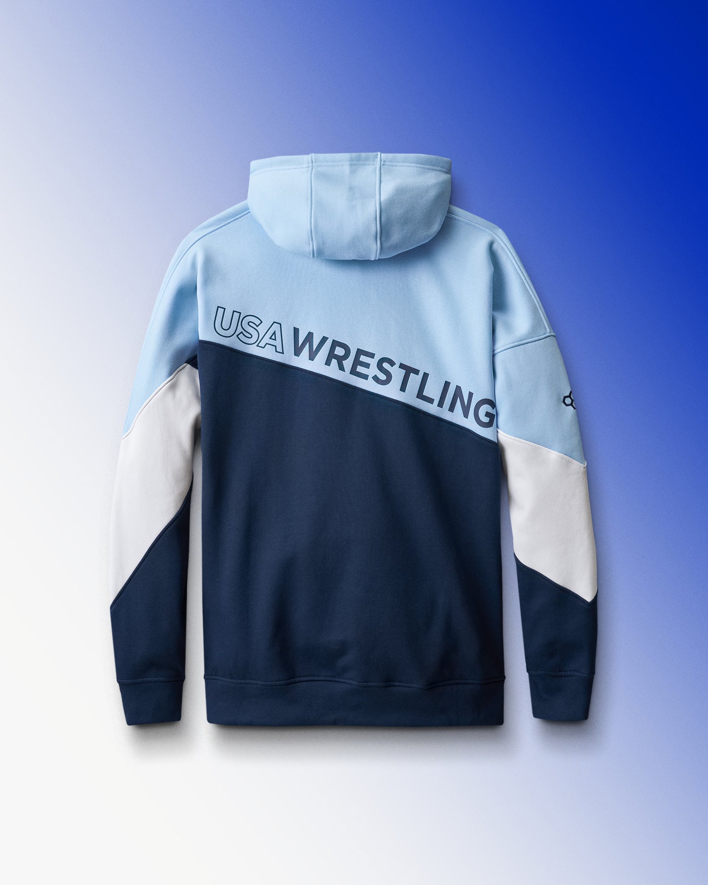 USA Wrestling Fleece Colorblock Hoodie - Navy/Light Blue/White