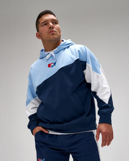 USA Wrestling Map 280 Tech Fleece Colorblock Hoodie - Navy/Light Blue/White