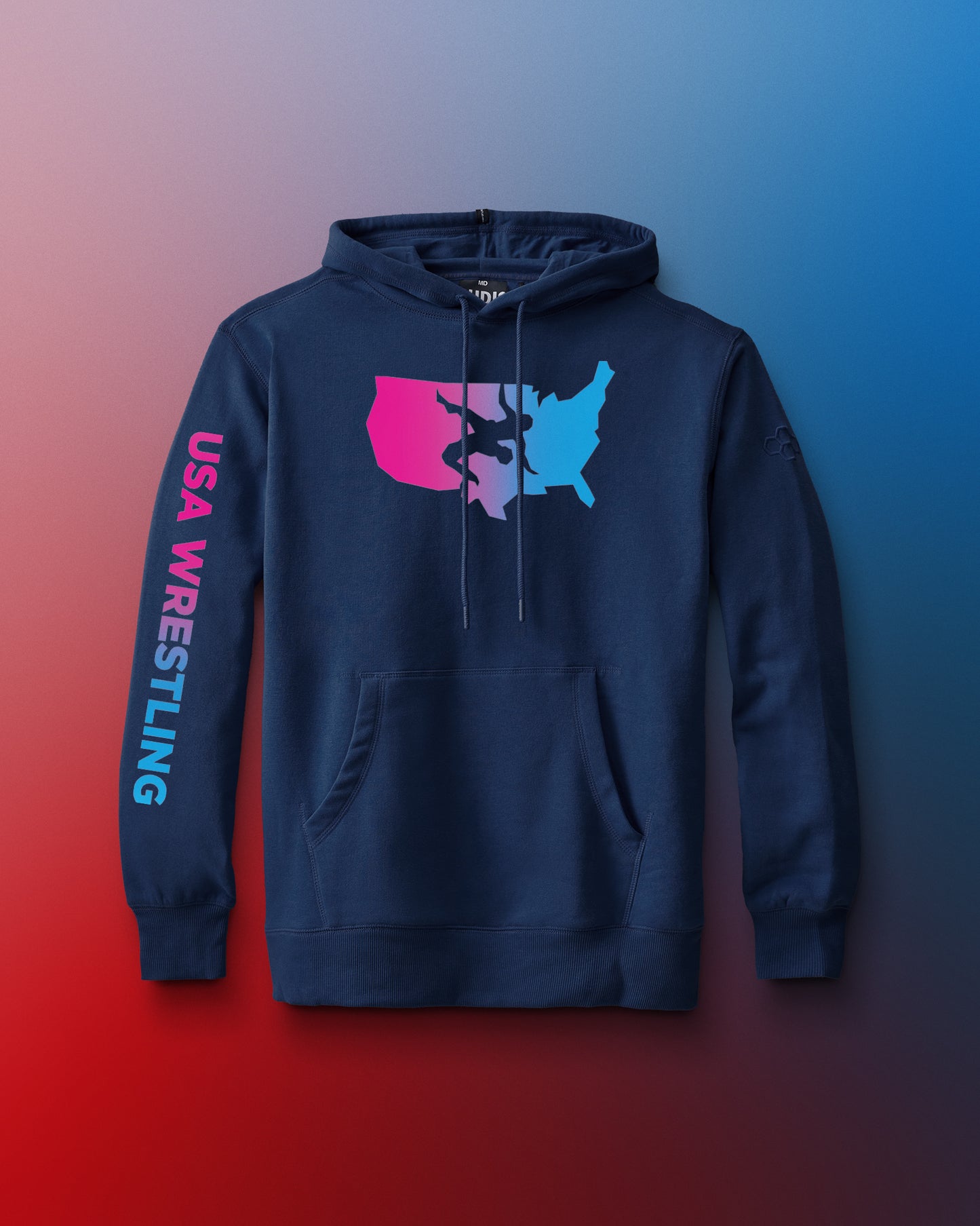 Sweat à capuche en polaire confortable dégradé USA Wrestling