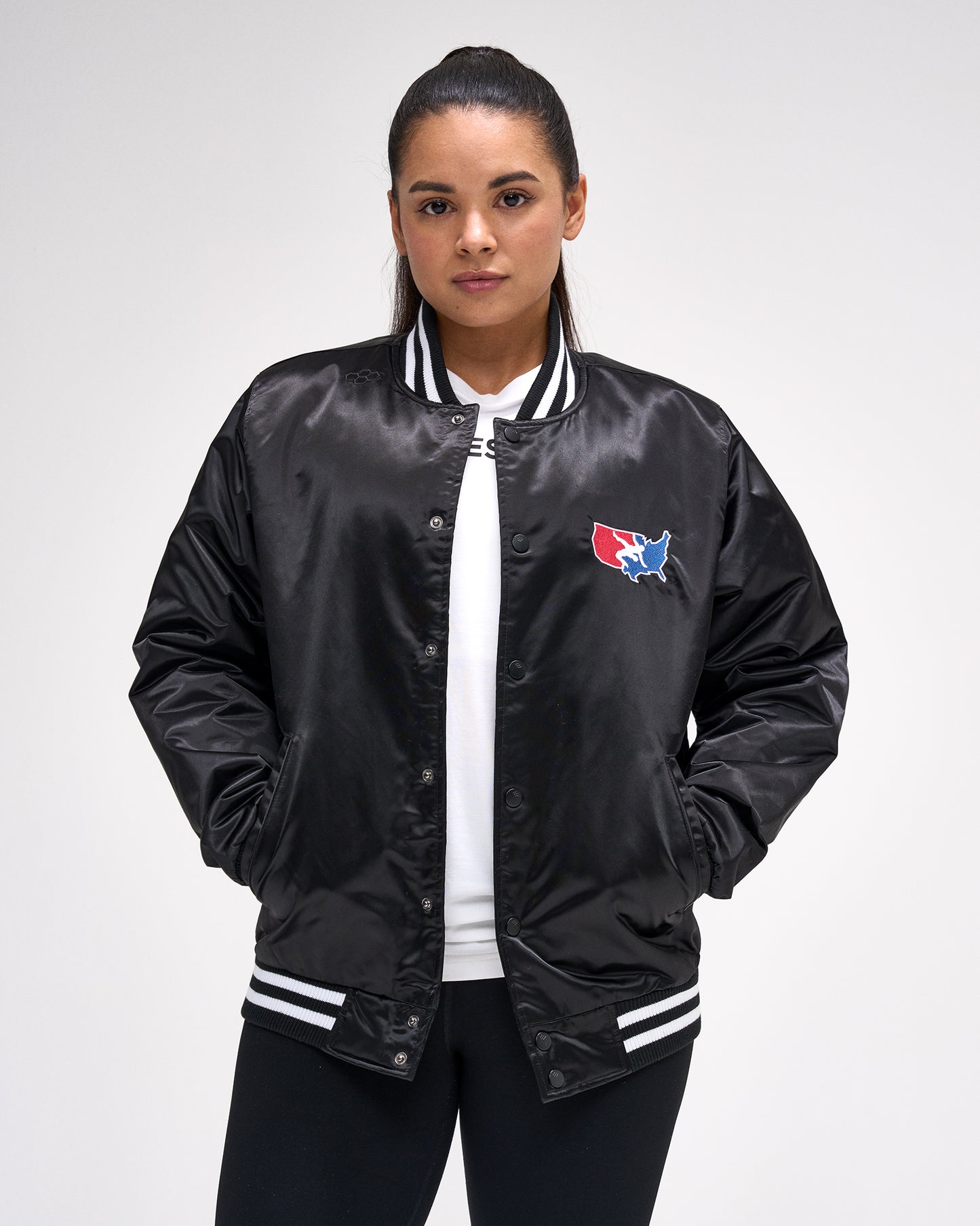 Veste en satin avec logo de lutte américaine