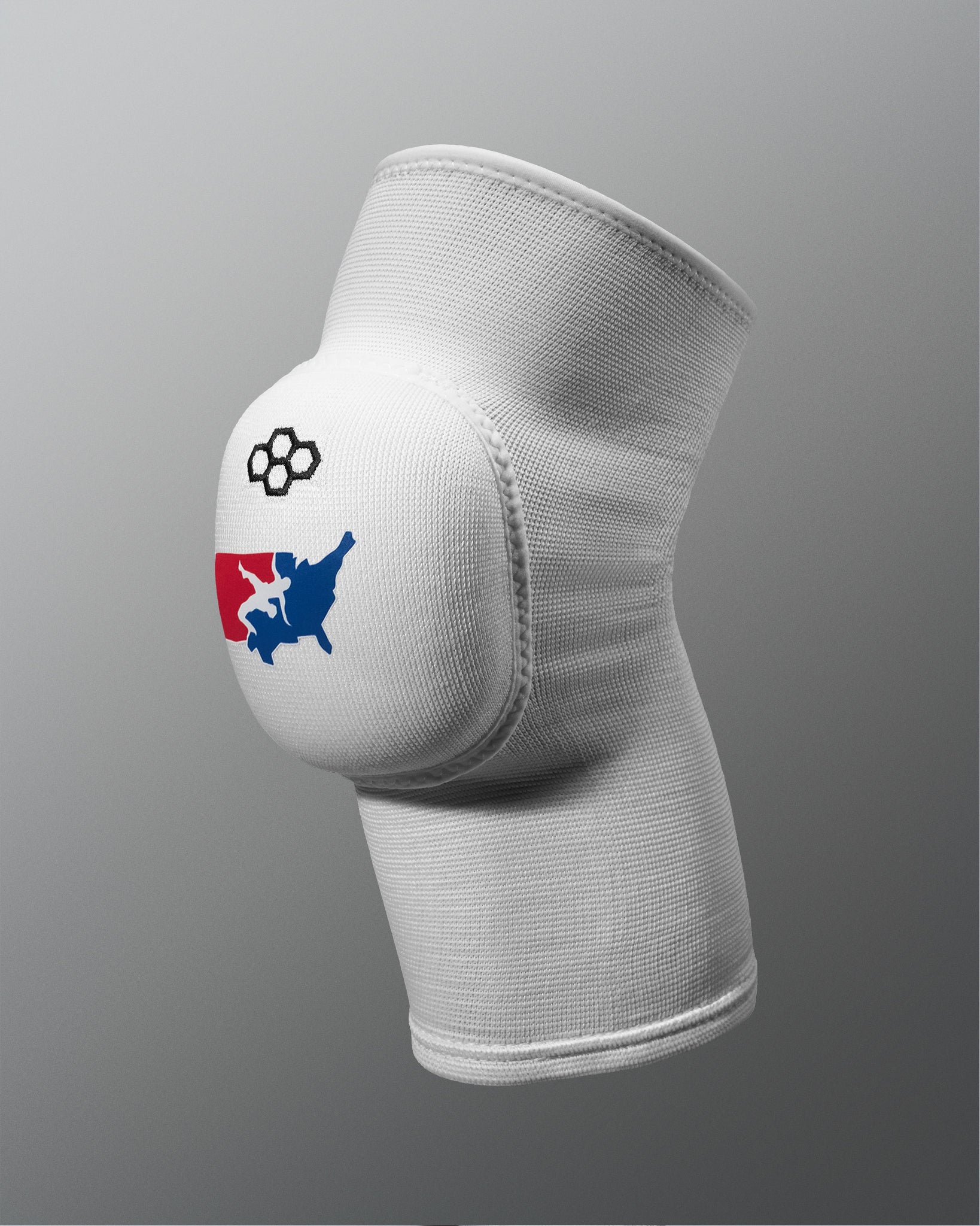 White knee pad with a USAW logo on a gray background