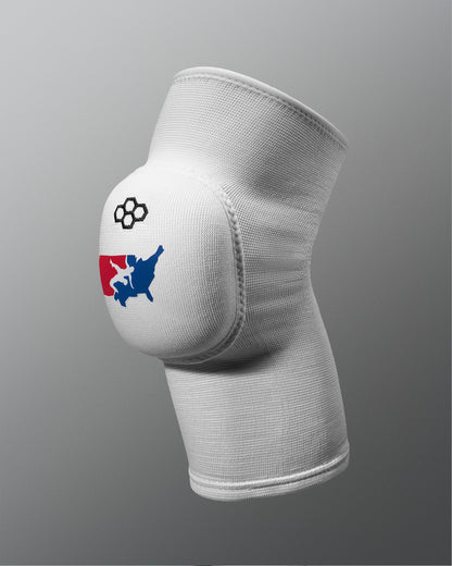 White knee pad with a USAW logo on a gray background