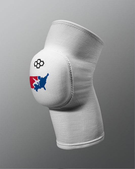 White knee pad with a USAW logo on a gray background