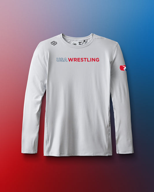 USA Wrestling Wordmark Performance Heather Long Sleeve
