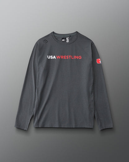 USA Wrestling Wordmark Performance Heather Long Sleeve