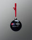 Black ornament with red, white, and blue design and 'Dream Big' text on a gray background