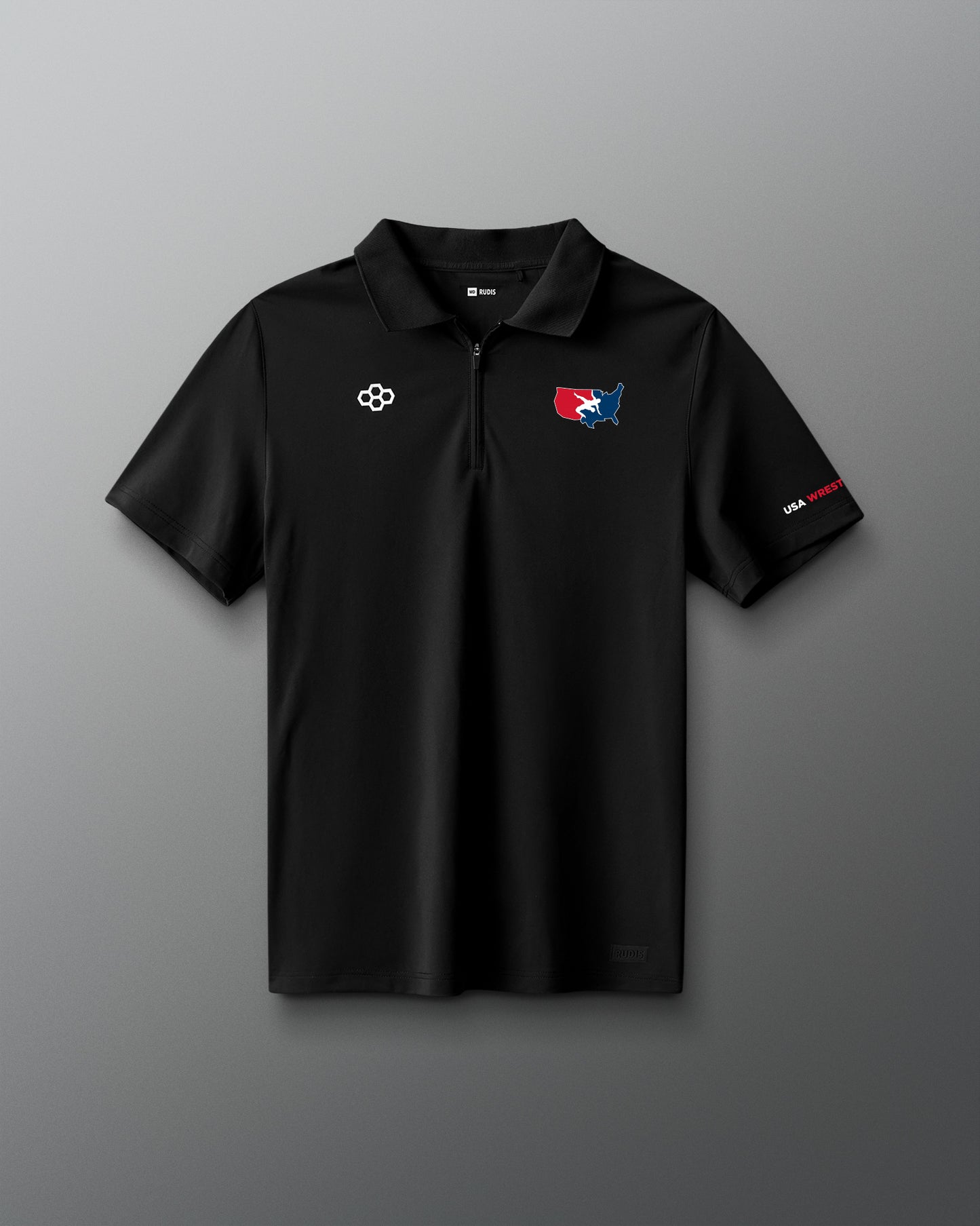 USA Wrestling Stretch Pique Zip Polo