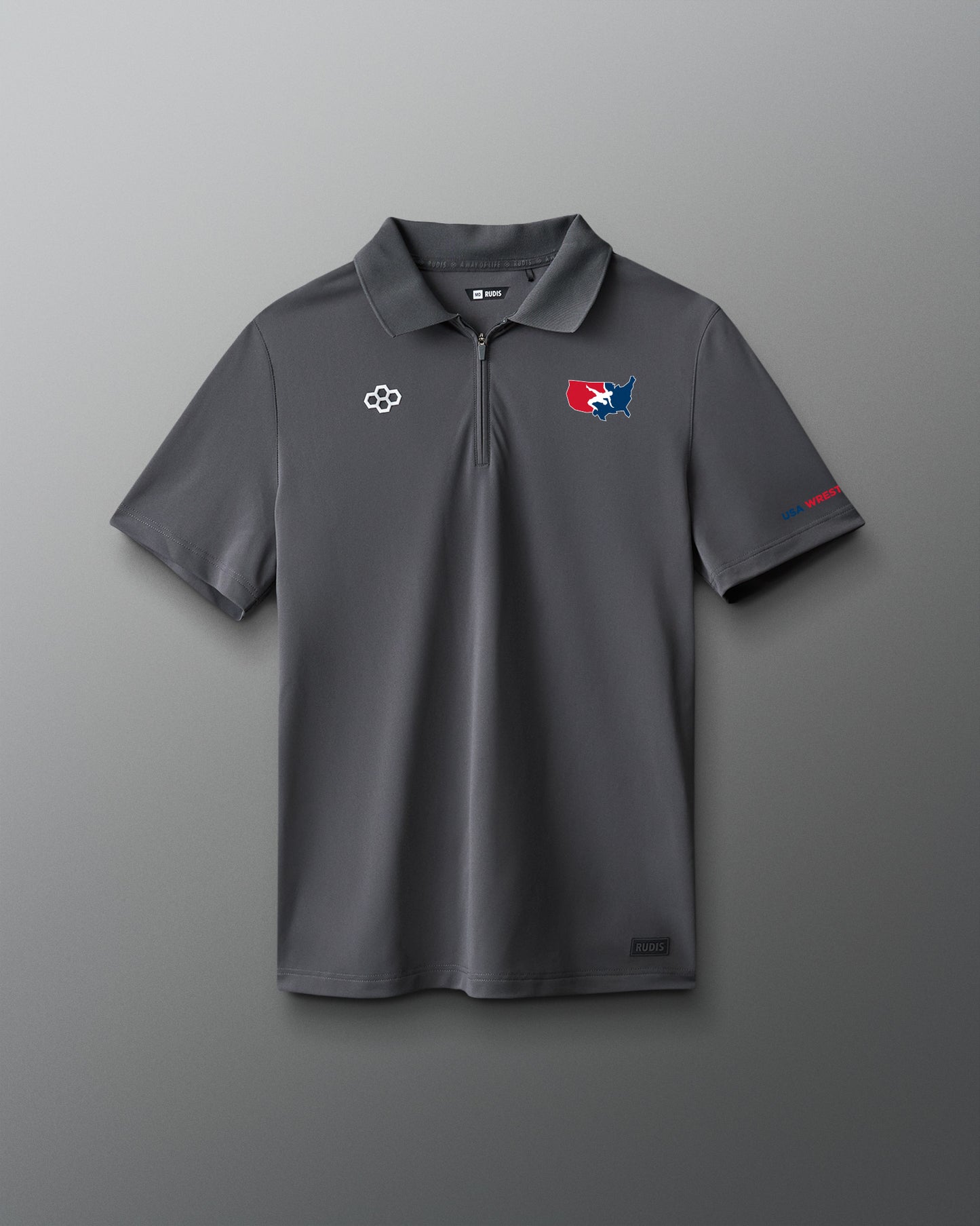 USA Wrestling Stretch Pique Zip Polo
