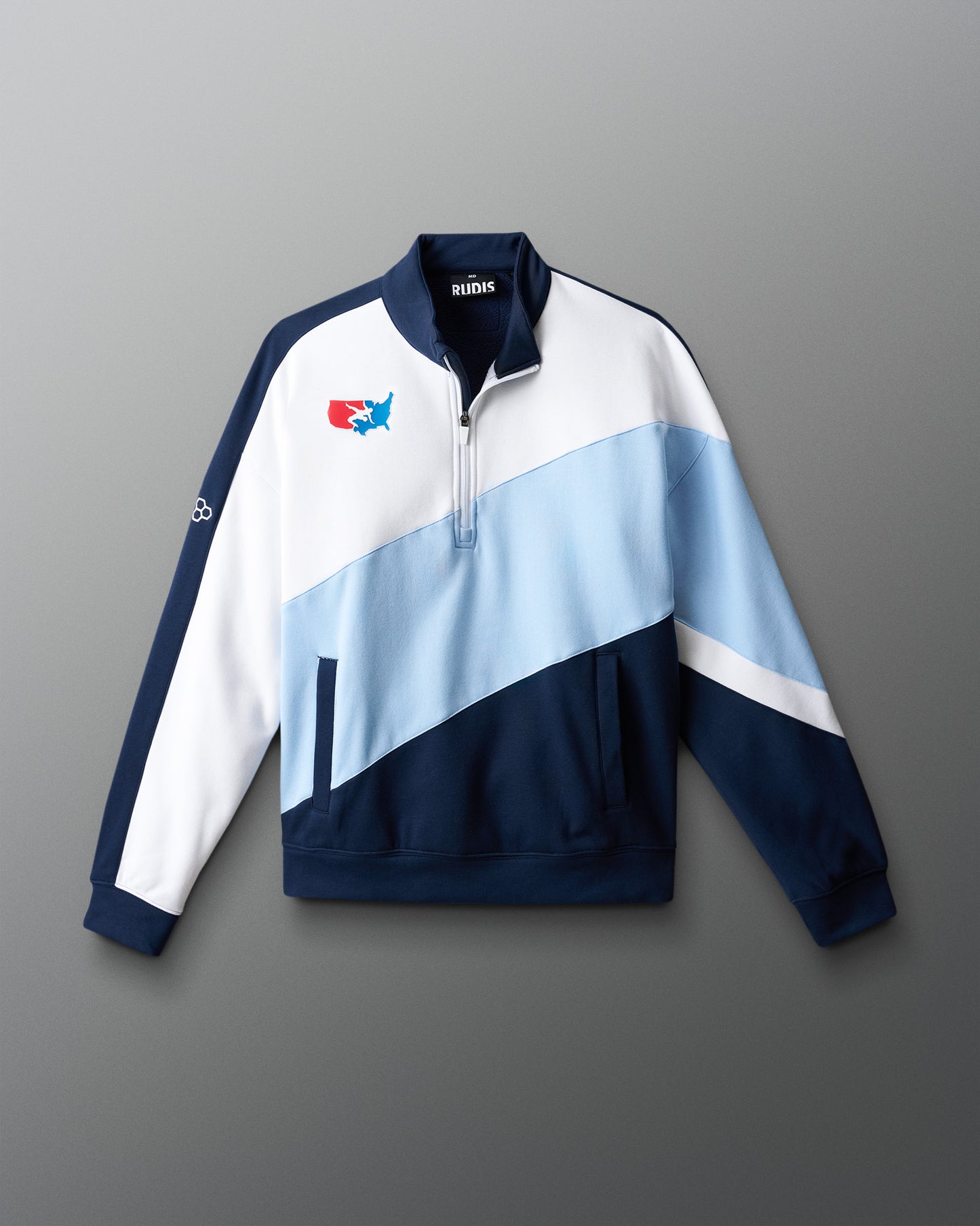 Sweat-shirt de catch américain colorblock 1/4 zip