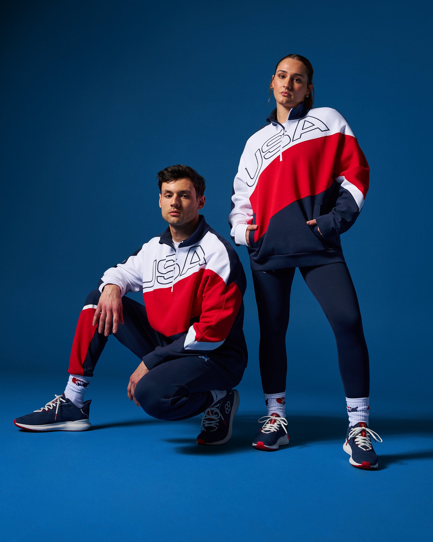 Sweat-shirt de catch américain colorblock 1/4 zip