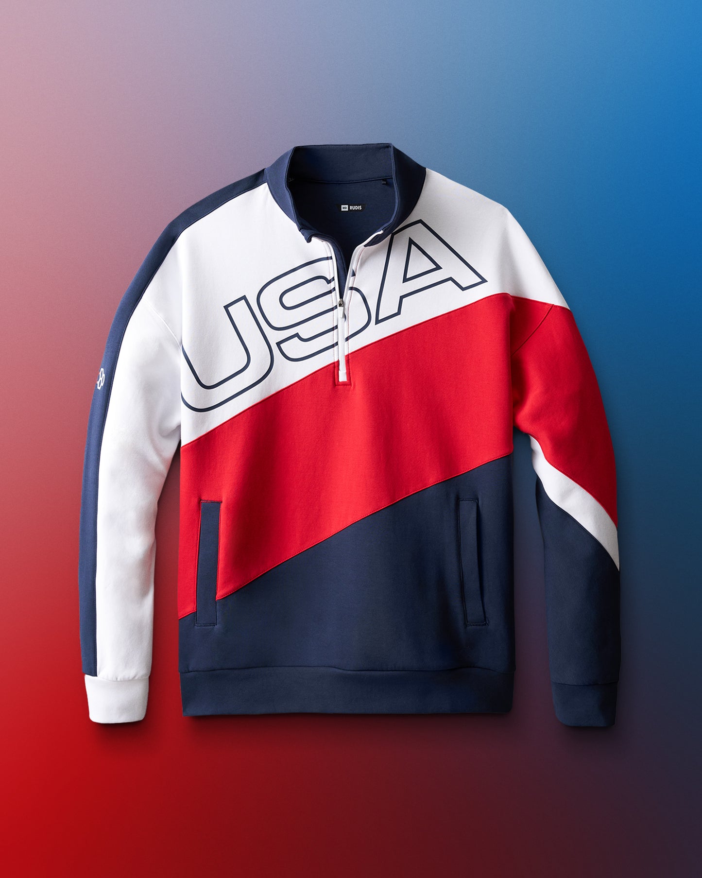 Sweat-shirt de catch américain colorblock 1/4 zip