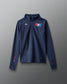 Navy blue pullover with USA Wrestling and RUDIS logos on a gray background