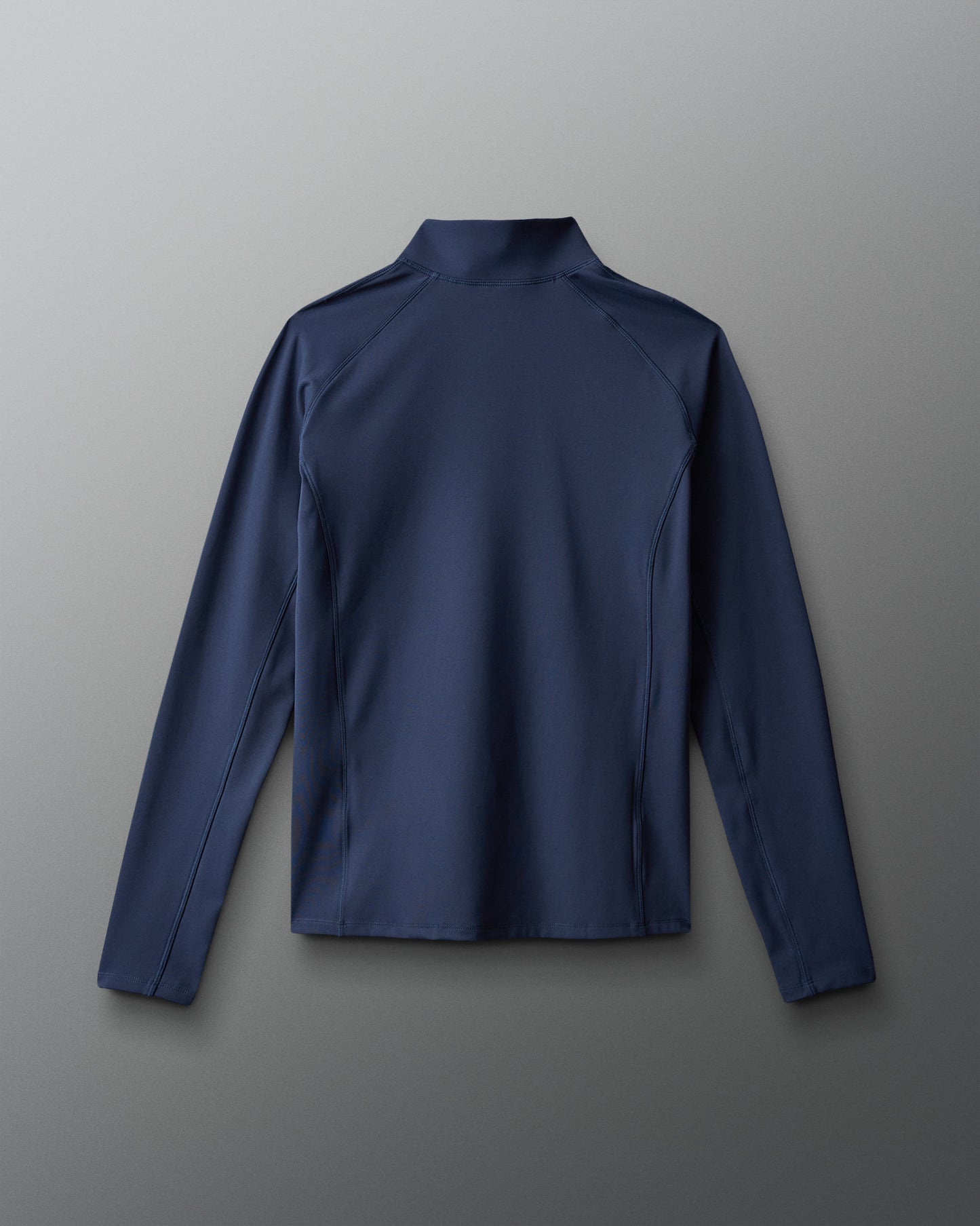 Navy blue long-sleeve shirt on a gray background