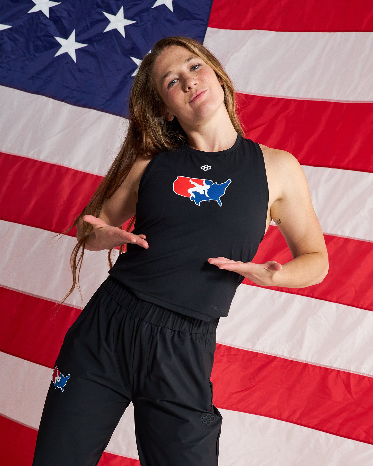 USA Wrestling Logo Women's Cropped COOL-FEEL Lite Tank Top