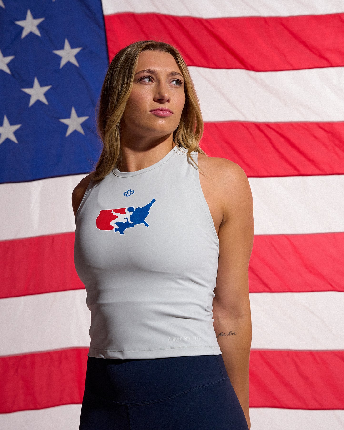 USA Wrestling Logo Women's Cropped COOL-FEEL Lite Tank Top