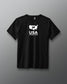 Black t-shirt with USA Wrestling logo on a gray background