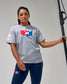 T-shirt épais délavé à l'acide avec logo de l'équipe de catch américaine