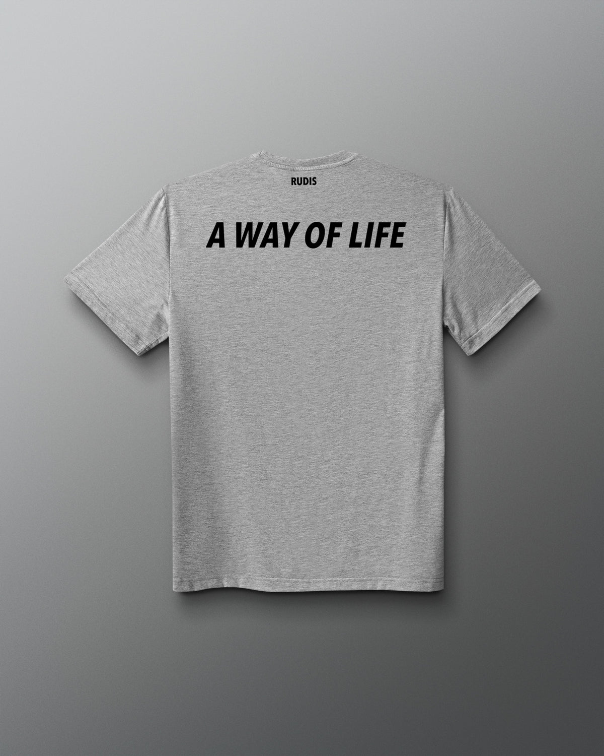 Back view of the athletic gray RUDIS USA Wrestling Map Elite Super Soft T-Shirt with black “A Way of Life” graphic.