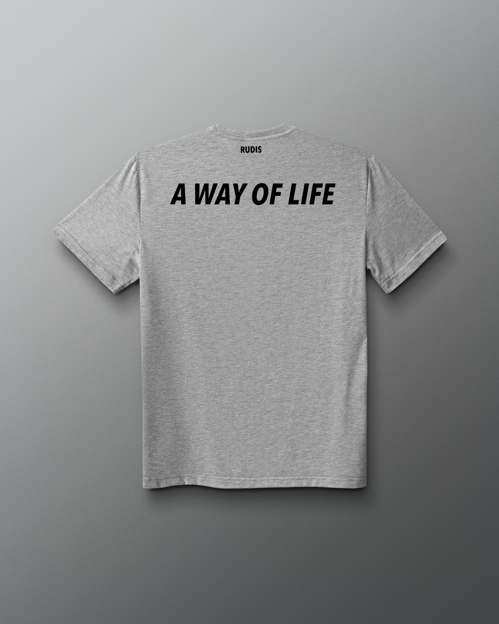 Back view of the athletic gray RUDIS USA Wrestling Map Elite Super Soft T-Shirt with black “A Way of Life” graphic.