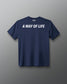 Back view of the navy RUDIS USA Wrestling Map Elite Super Soft T-Shirt with white “A Way of Life” graphic.
