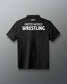 Black shirt with 'United World Wrestling' text on the back against a gray background