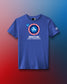Blue t-shirt with wrestling world championships logo on a gradient background. United World Wrestling, Zagreb