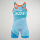 A blue wrestling singlet representing Team Rudis featuring the US flag and a modern design