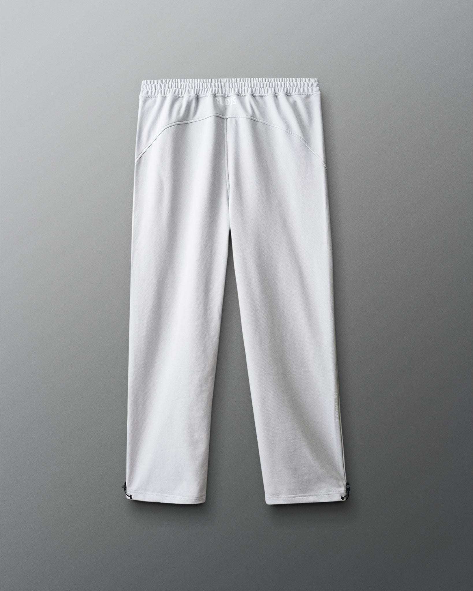 White pants on a gray background