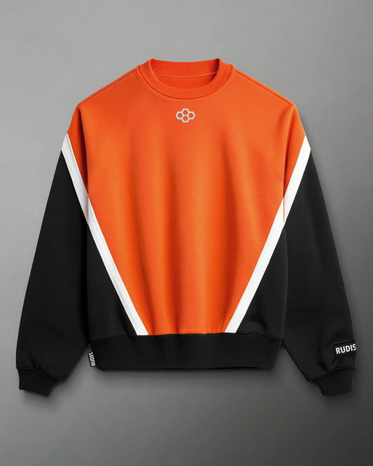 RUDIS Colorblock Crewneck - Black/Orange
