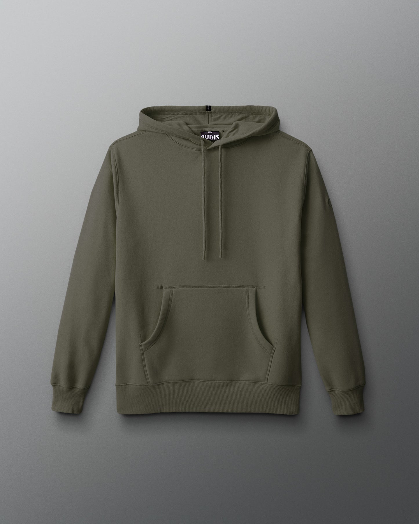 Green hoodie on a gray background