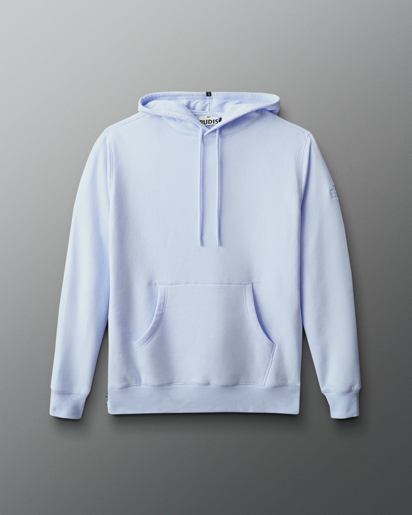Light blue hoodie on a gray background