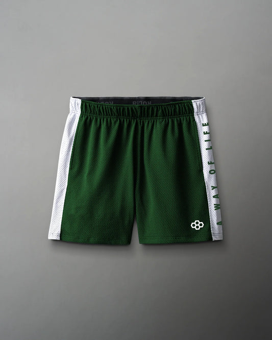 RUDIS 5" Panel Mesh Short - Emerald/White