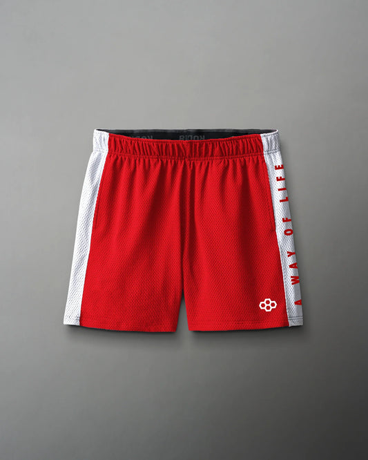 RUDIS 5" Panel Mesh Short - Red/White