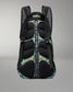 Back view of the RUDIS Batman Double Cinch wrestling backpack showing breathable mesh shoulder straps, padded back panels, and RUDIS logo webbing.