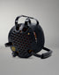 Black metal reel with handle on a gray background