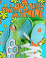 Colorful shoe with 'The Mystery Machine' text and floral design on a blue background