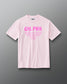 Front view of RUDIS Wonder Woman Girl Power Relaxed Cotton T-Shirt in washed pink with a vibrant pink GRL PWR graphic, Wonder Woman emblem, crew neckline and short sleeves.