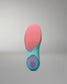 Teal and pink Wrestling Shoe sole on a gray background
