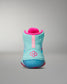 Turquoise and pink Wrestling Shoe with 'RUDIS' branding on a gray background
