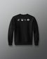Black sweatshirt with white symbols on a gray background