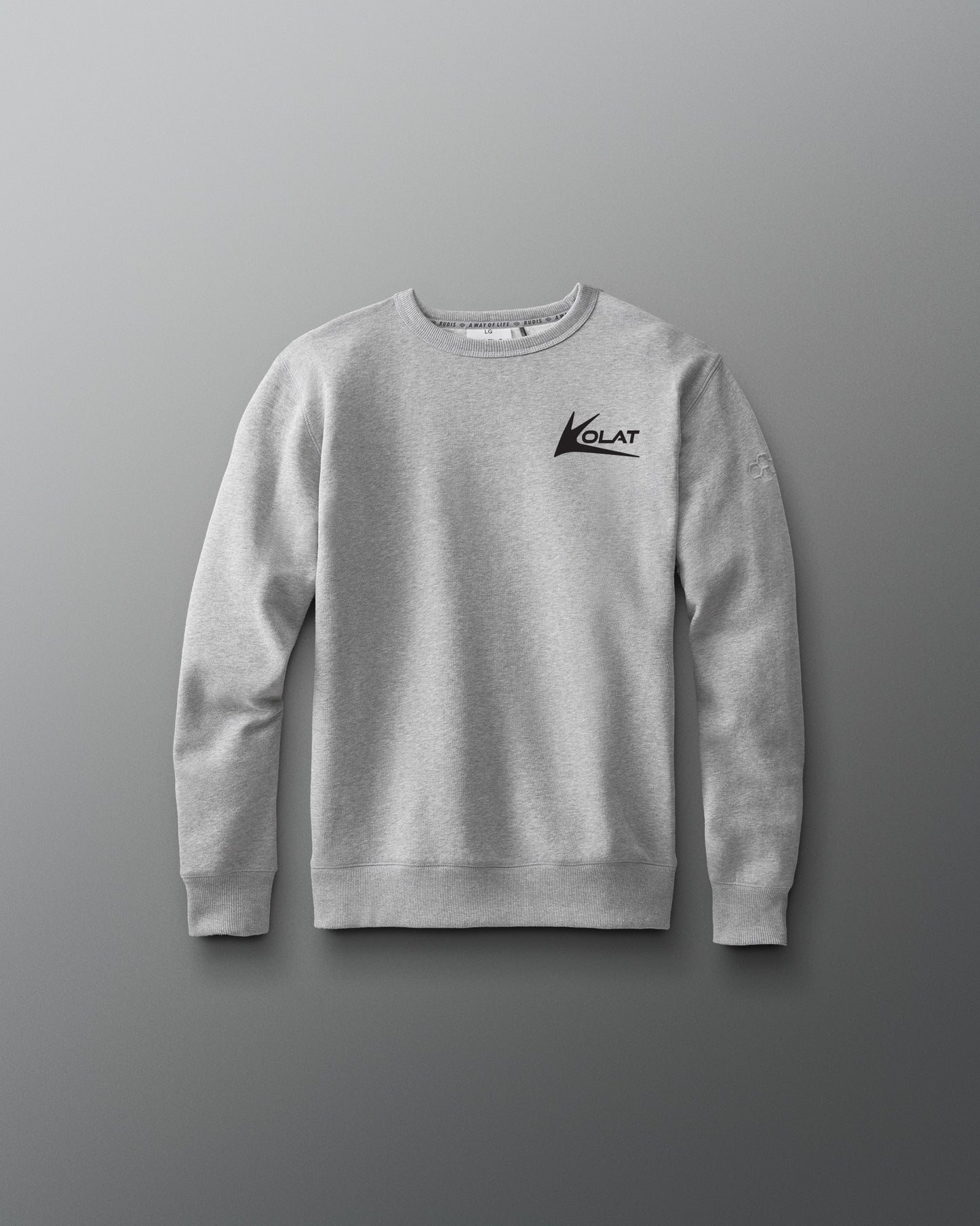 Gray sweatshirt with a Kolat logo on a gray background