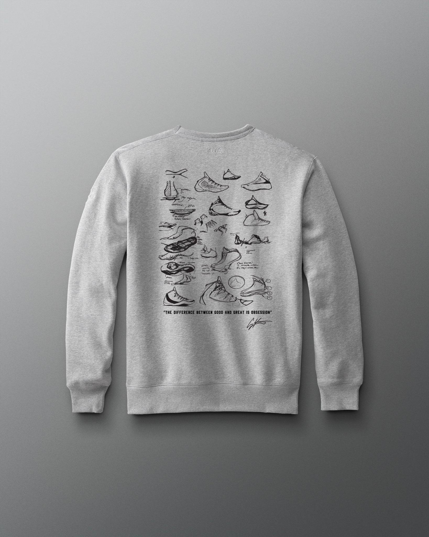 Gray sweatshirt with Wrestling shoe illustrations on a gray background