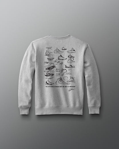 Gray sweatshirt with Wrestling shoe illustrations on a gray background