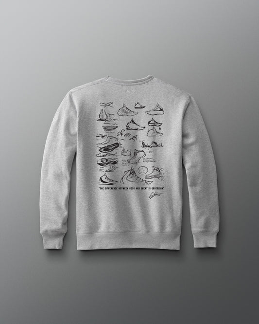 Gray sweatshirt with Wrestling shoe illustrations on a gray background